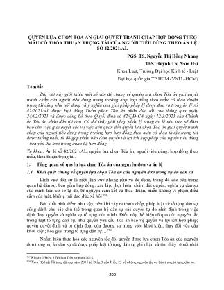 Quyền lựa chọn tòa án giải quyết tranh chấp hợp đồng theo mẫu có thỏa thuận trọng tài của người tiêu dùng theo án lệ số 42/2021/AL