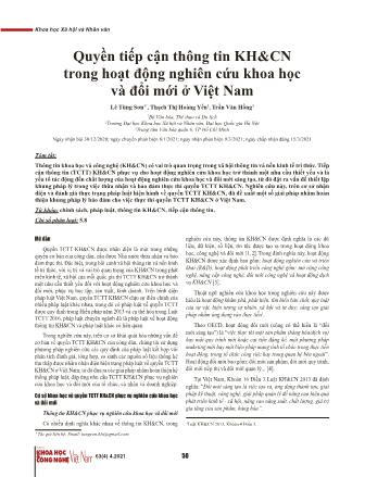 Quyền tiếp cận thông tin KH&CN trong hoạt động nghiên cứu khoa học và đổi mới ở Việt Nam
