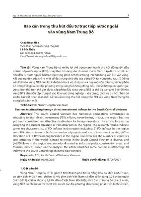 Rào cản trong thu hút đầu tư trực tiếp nước ngoài vào vùng Nam Trung Bộ