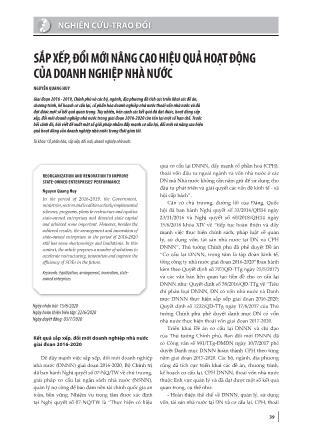 Sắp xếp, đổi mới nâng cao hiệu quả hoạt động của doanh nghiệp Nhà nước