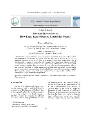 Statutory interpretation: How legal reasoning and linguistics interact