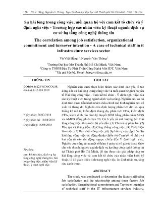 Sự hài lòng trong công việc, mối quan hệ với cam kết tổ chức và ý định nghỉ việc - Trường hợp các nhân viên kỹ thuật ngành dịch vụ cơ sở hạ tầng công nghệ thông tin
