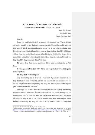 Sự tác động của hiệp định FTA thế hệ mới trong hoạt động đầu tư tại Việt Nam