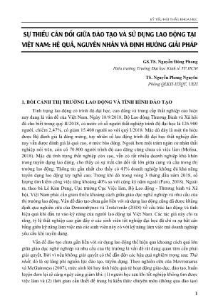 Sự thiếu cân đối giữa đào tạo và sử dụng lao động tại Việt Nam: Hệ quả, nguyên nhân và định hướng giải pháp
