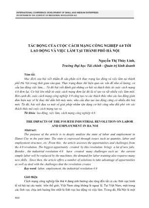 Tác động của cuộc cách mạng công nghiệp 4.0 tới lao động và việc làm tại thành phố Hà Nội