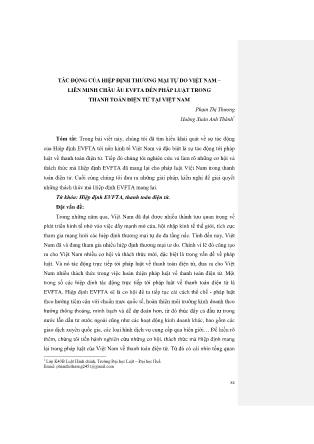 Tác động của hiệp định thương mại tự do Việt Nam – Liên minh châu Âu EVFTA đến pháp luật trong thanh toán điện tử tại Việt Nam