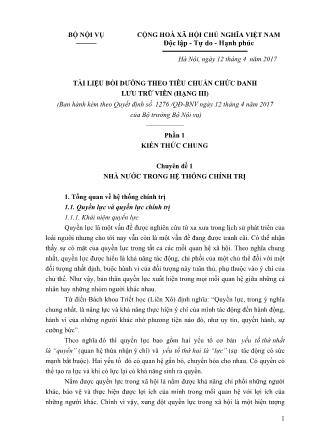 Tài liệu Bồi dưỡng theo tiêu chuẩn chức danh lưu trữ viên (hạng III)