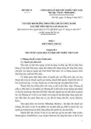 Tài liệu Bồi dưỡng theo tiêu chuẩn chức danh lưu trữ viên trung cấp (hạng IV)