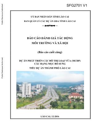 Tài liệu Dự án phát triển các đô thị loại vừa (MCDP) các hạng mục bổ sung tiểu dự án Thành phố Lào Cai