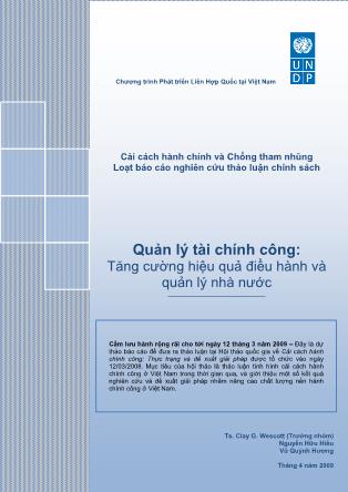 Tài liệu Quản lý tài chính công: Tăng cường hiệu quả điều hành và quản lý nhà nước