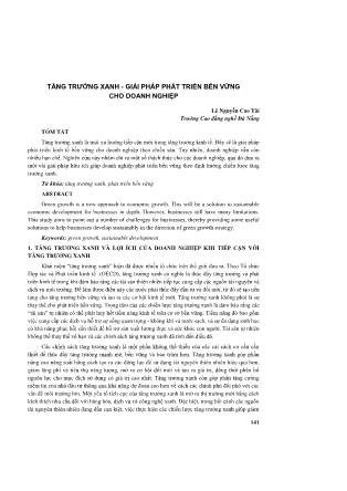 Tăng trưởng xanh - Giải pháp phát triển bền vững cho doanh nghiệp