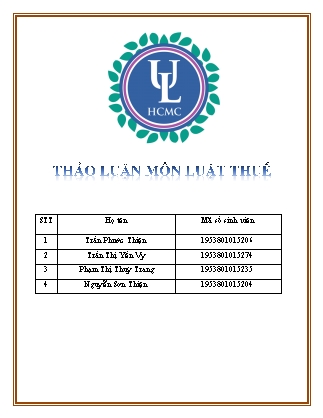 Thảo luận môn Luật thuế