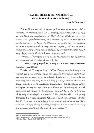Thất thu thuế thương mại điện tử và giải pháp về chính sách pháp luật