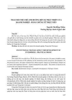 Thay đổi thể chế ảnh hưởng đến sự phát triển của doanh nghiệp - Bằng chứng từ thực tiễn