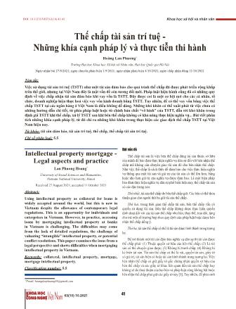 Thế chấp tài sản trí tuệ - Những khía cạnh pháp lý và thực tiễn thi hành