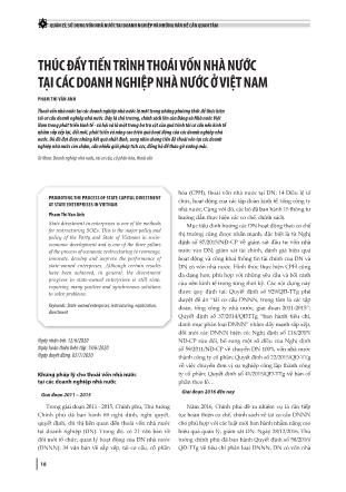 Thúc đẩy tiến trình thoái vốn nhà nước tại các doanh nghiệp Nhà nước ở Việt Nam