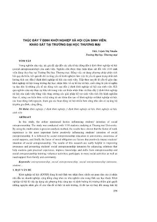 Thúc đẩy ý định khởi nghiệp xã hội của sinh viên: Khảo sát tại trường Đại học thương mại