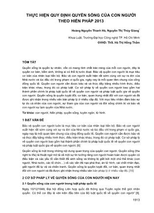 Thực hiện quy định quyền sống của con người theo Hiến pháp 2013