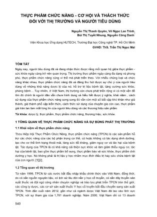 Thực phẩm chức năng - cơ hội và thách thức đối với thị trường và người tiêu dùng