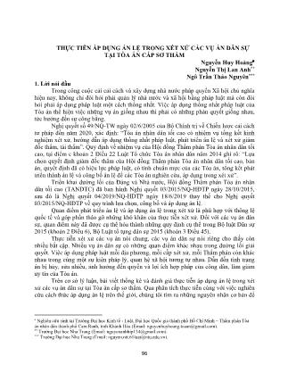 Thực tiễn áp dụng án lệ trong xét xử các vụ án dân sự tại Tòa án cấp sơ thẩm