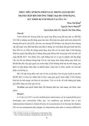Thực tiễn áp dụng pháp luật trong giải quyết tranh chấp bồi thường thiệt hại do tính mạng, sức khỏe bị xâm phạm tại tòa án