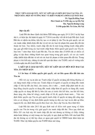 Thực tiễn giải quyết, xét xử liên quan đến đất đai tại Tòa án nhân dân, một số vướng mắc và kiến nghị sửa đổi luật đất đai