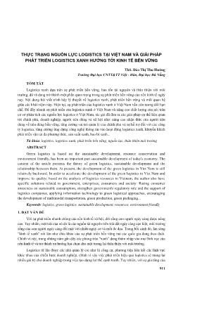 Thực trạng nguồn lực Logistics tại Việt Nam và giải pháp phát triển Logistics xanh hướng tới kinh tế bền vững