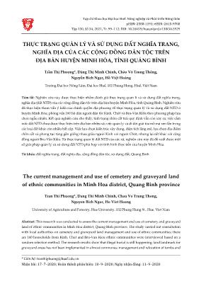 Thực trạng quản lý và sử dụng đất nghĩa trang, nghĩa địa của các cộng đồng dân tộc trên địa bàn huyện Minh Hóa, tỉnh Quảng Bình