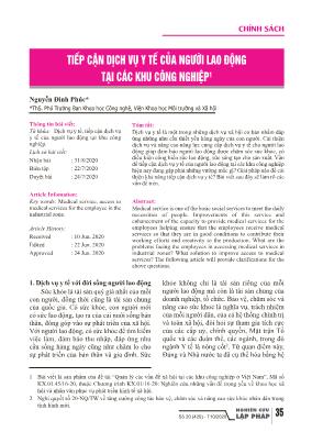 Tiếp cận dịch vụ y tế của người lao động tại các khu công nghiệp