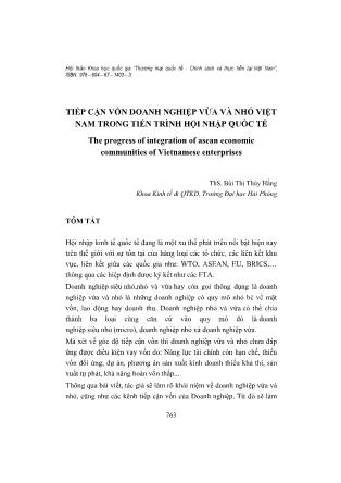 Tiếp cận vốn doanh nghiệp vừa và nhỏ Việt Nam trong tiến trình hội nhập quốc tế