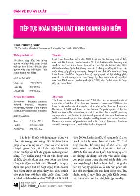 Tiếp tục hoàn thiện luật kinh doanh bảo hiểm