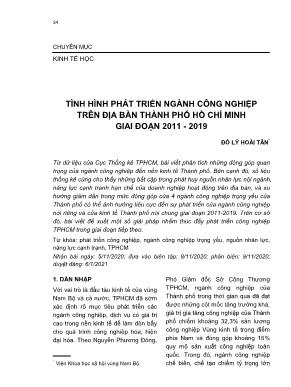 Tình hình phát triển ngành công nghiệp trên địa bàn thành phố Hồ Chí Minh giai đoạn 2011 - 2019