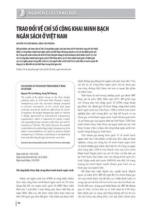Trao đổi về chỉ số công khai minh bạch ngân sách ở Việt Nam