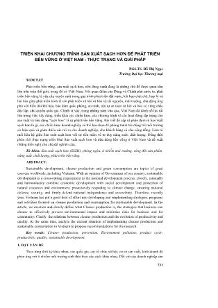 Triển khai chương trình sản xuất sạch hơn để phát triển bền vững ở Việt Nam - Thực trạng và giải pháp