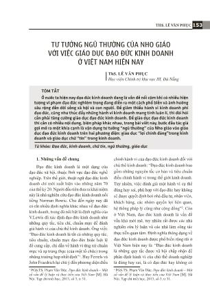 Tư tưởng ngũ thường của Nho giáo với việc giáo dục đạo đức kinh doanh ở Việt Nam hiện nay