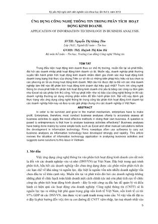 Ứng dụng công nghệ thông tin trong phân tích hoạt động kinh doanh