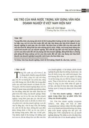 Vai trò của Nhà nước trong xây dựng văn hóa doanh nghiệp ở Việt Nam hiện nay