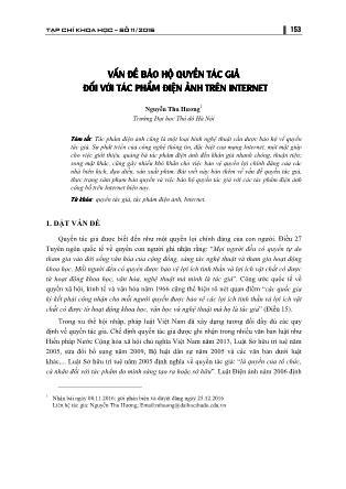 Vấn đề bảo hộ quyền tác giả đối với tác phẩm điện ảnh trên Internet