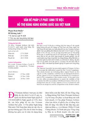 Vấn đề pháp lý phát sinh từ việc hỗ trợ hãng hàng không quốc gia Việt Nam