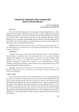 Vấn đề phát triển bền vững và marketing trong thời đại hiện nay