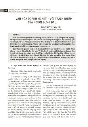 Văn hóa doanh nghiệp - với trách nhiệm của người đứng đầu
