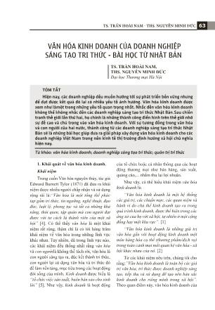 Văn hóa kinh doanh của doanh nghiệp sáng tạo tri thức - bài học từ Nhật Bản
