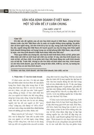 Văn hóa kinh doanh ở Việt Nam - Một số vấn đề lý luận chung