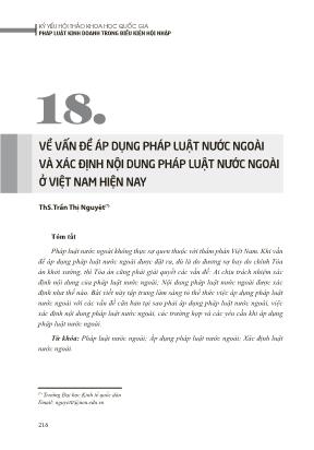 Về vấn đề áp dụng pháp luật nước ngoài và xác định nội dung pháp luật nước ngoài ở Việt Nam hiện nay