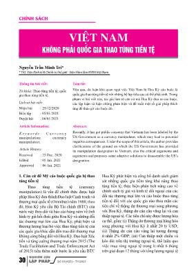 Việt Nam không phải quốc gia thao túng tiền tệ