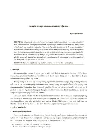 Vốn đầu tư mạo hiểm cho startups Việt Nam