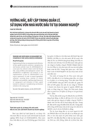 Vướng mắc, bất cập trong quản lý, sử dụng vốn nhà nước đầu tư tại doanh nghiệp