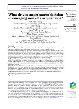 What drives target status decision in emerging markets acquisitions?