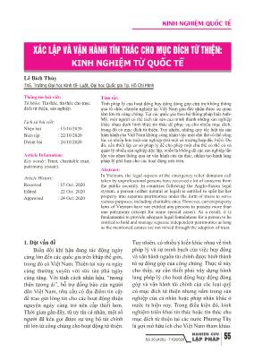 Xác lập và vận hành tín thác cho mục đích từ thiện: Kinh nghiệm từ quốc tế