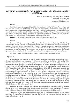 Xây dựng chính phủ kiến tạo nhìn từ mô hình cà phê doanh nghiệp ở Việt Nam